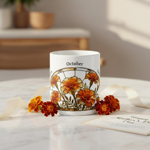 Caneca De Café Flor de Nascimento em Vidro Estampado Outubro Malm