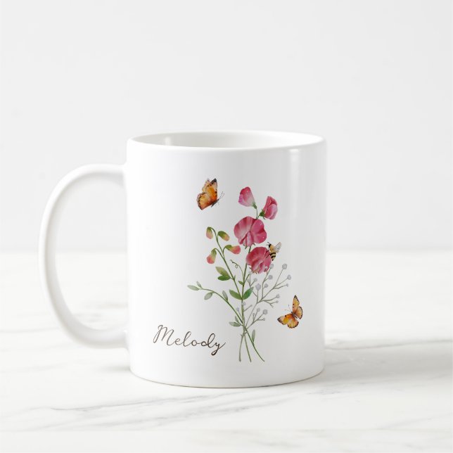 Caneca De Café Flor de Nascimento Ervilha-de-cheiro (Esquerda)