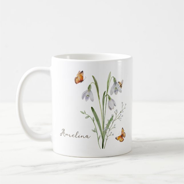 Caneca De Café Flor de Nascimento Galanthus (Esquerda)