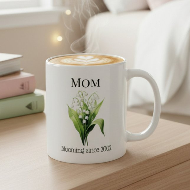 Caneca De Café Flor de Nascimento Lírio do Vale para a Mamãe com  (Criador carregado)