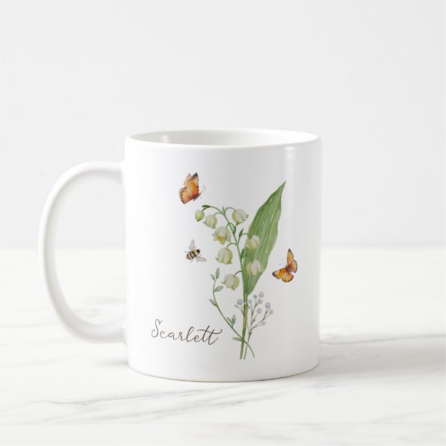 Caneca De Café Flor de Nascimento Lírio-do-Valle (Esquerda)