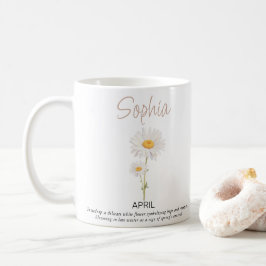Caneca De Café Flor de Nascimento Personalizada de Abril
