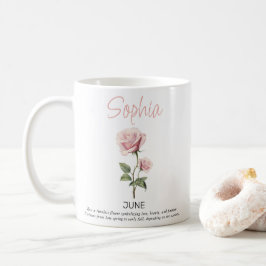 Caneca De Café Flor de Nascimento Personalizada de Junho 