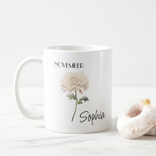 Caneca De Café Flor de Novembro Personalizada (Com Donut)