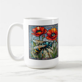 Caneca De Café Flor de papoila-de-bico manchada de vidro vibrante