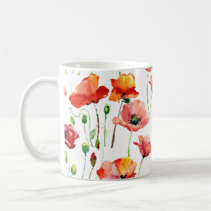 Caneca De Café Flor De Papoila: Simples Fundo Sem Olhos.