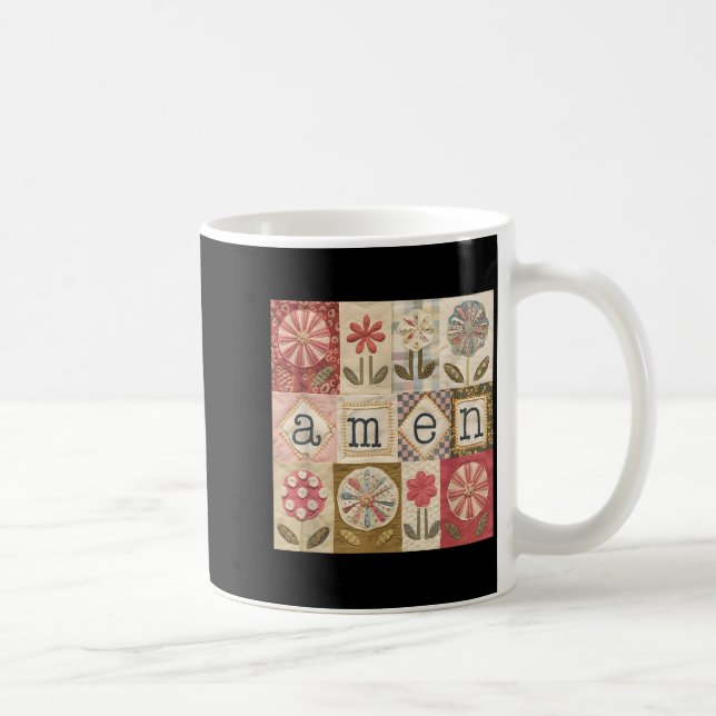 Caneca De Café Flor de Patchwork de Páscoa Feliz Jesus Cristão Am (Direita)