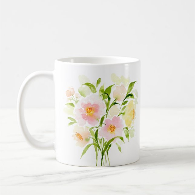 Caneca De Café flor de pénia floral primavera (Esquerda)