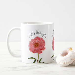 Caneca De Café Flor de Peony Rosa Bonito Flor