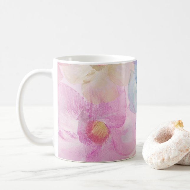 Caneca De Café Flor de Pétala Pastel (Com Donut)