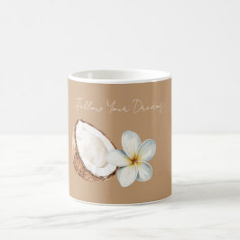 Caneca De Café Flor de Plumeria de Coco Tropical Marrom