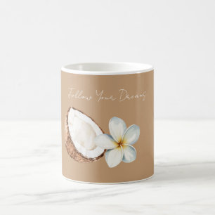 Caneca De Café Flor de Plumeria de Coco Tropical Marrom