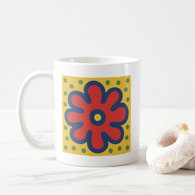 Caneca De Café Flor de Pop Art (Com Donut)