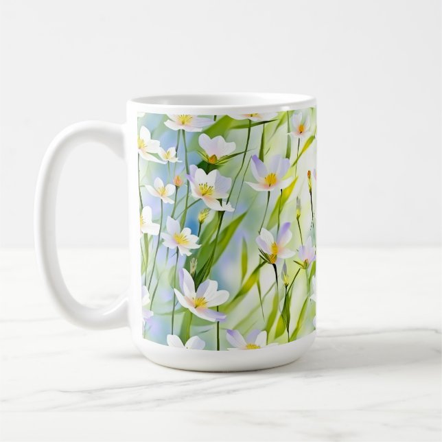 Caneca De Café Flor de Primavera Suave Floral (Esquerda)