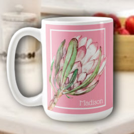 Caneca De Café Flor de Proteínas Tropicais a Rosa