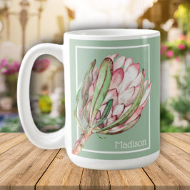 Caneca De Café Flor de Proteínas Tropicais em Verde