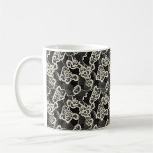 Caneca De Café Flor de Renda de Marfim