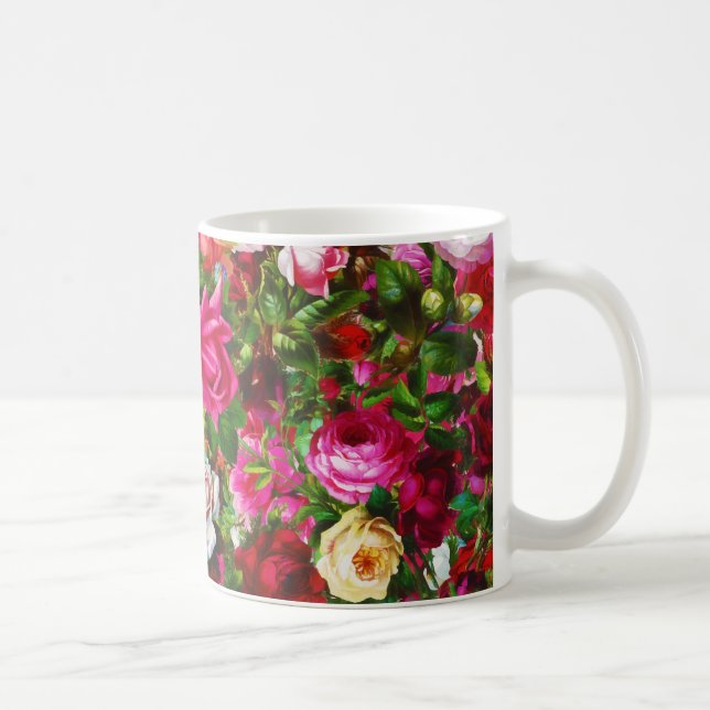 Caneca De Café Flor de Rosa Floral Elegage (Direita)