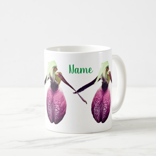 Caneca De Café Flor de Slipper Selvagem Personalizada (Frente Esquerda)