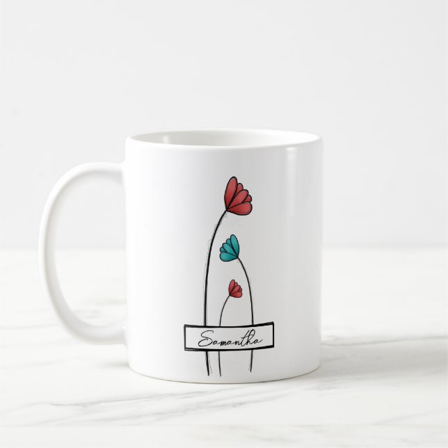 Caneca De Café Flor de Teto Vermelho (Esquerda)