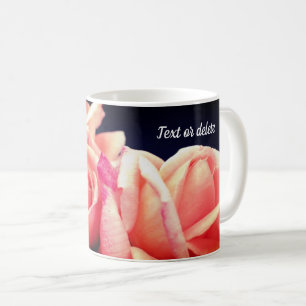 Caneca De Café Flor de Trio de Rosa de Pêssego Personalizado