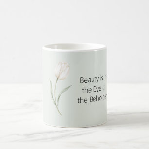 Caneca De Café Flor de Tulipa Branca de Menta