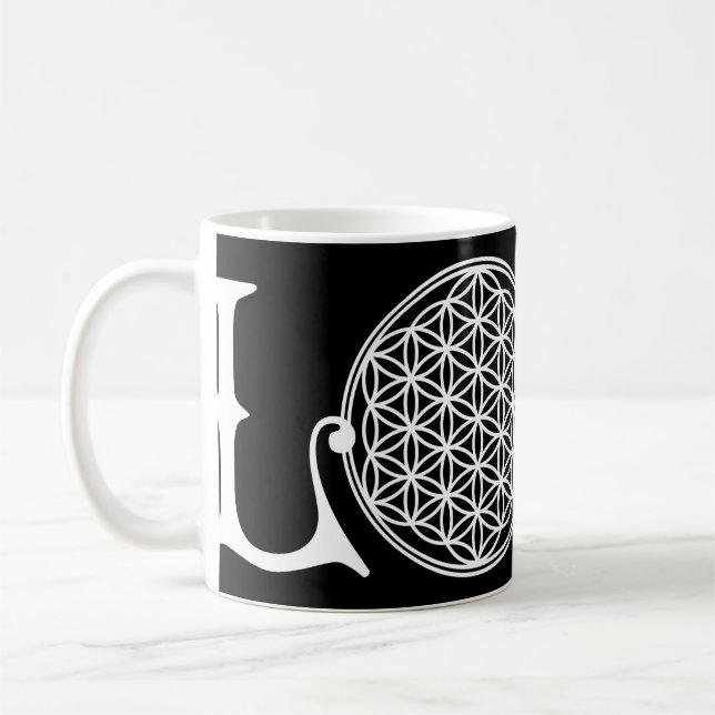 Caneca De Café Flor de Vida - Alface de amor tatuagem branca (Esquerda)