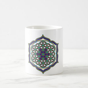 Caneca De Café Flor De Vida / Blume des Lebens - Lotus Contour