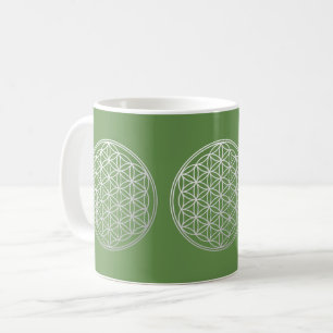 Caneca De Café Flor de Vida em Gradiente Branco