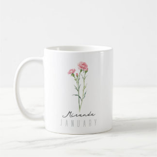 Caneca De Café Flor do Mês de Nascimento de Janeiro c/Nome – Crav