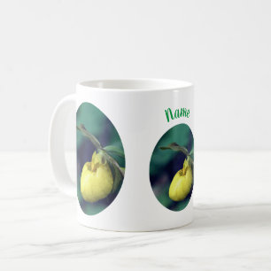 Caneca De Café Flor do Slipper Amarelo Personalizado