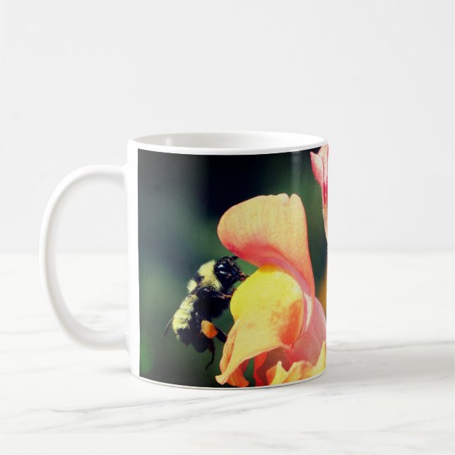 Caneca De Café Flor E Abelha De Snapdragon (Esquerda)