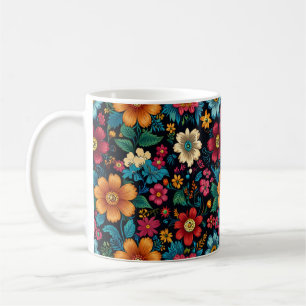 CANECA DE CAFÉ FLOR E FOLHAGEM