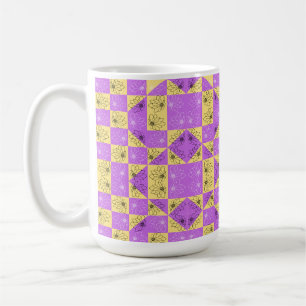 Caneca De Café Flor em ouro roxo Padrão geométrico