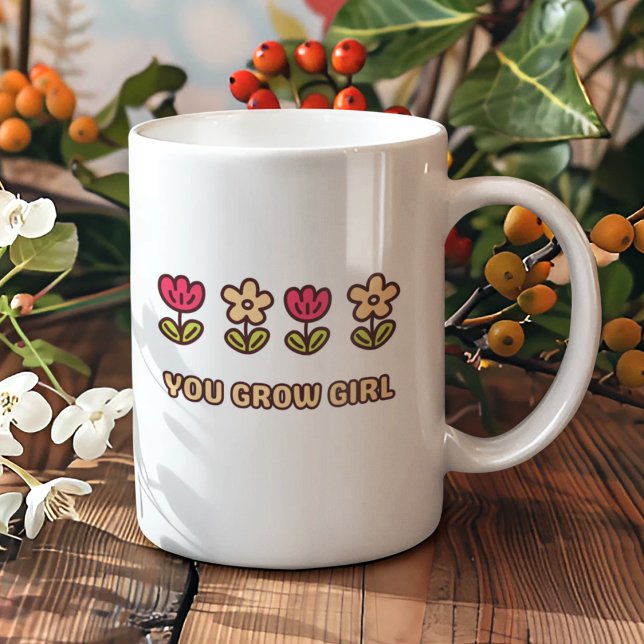 Caneca De Café Flor Engraçada e Bonita Dama Inspiradora (Criador carregado)