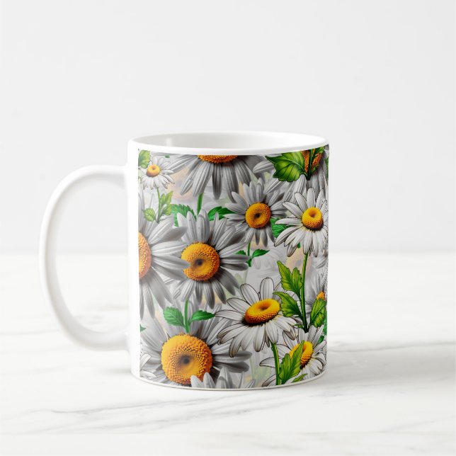 Caneca De Café Flor Floral de Daisy Natural (Esquerda)
