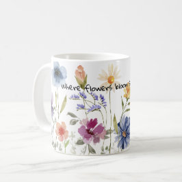 Caneca De Café Flor florescer aquarelas presentes para amante de
