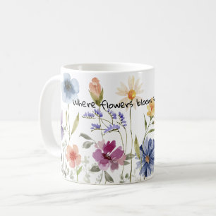 Caneca De Café Flor florescer aquarelas presentes para amante de 