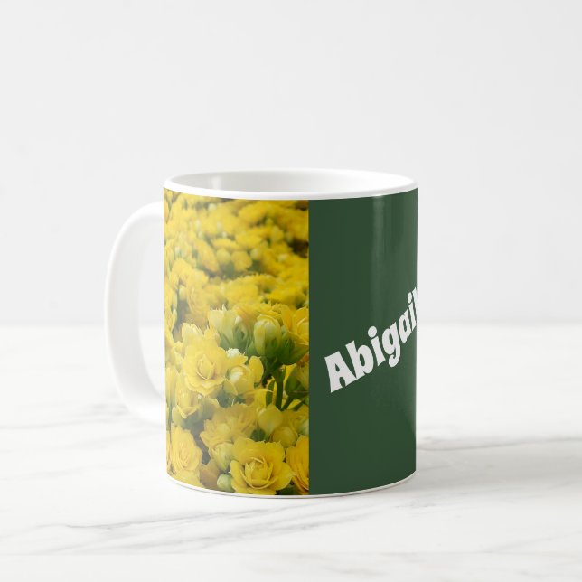 Caneca De Café Flor Foto Brilhante Campo Amarelo de Blooms Floral (Frente Esquerda)