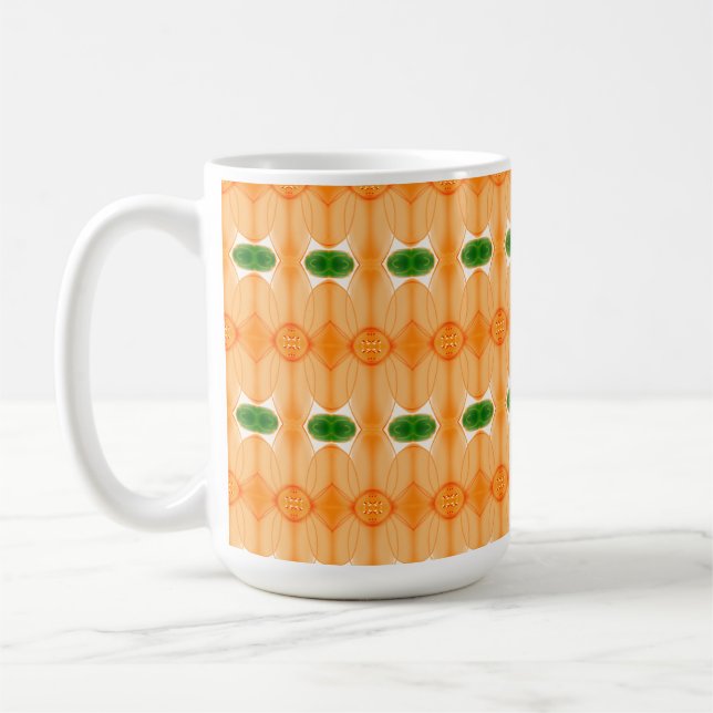 Caneca De Café Flor Laranja Brilhante Padrão (Esquerda)