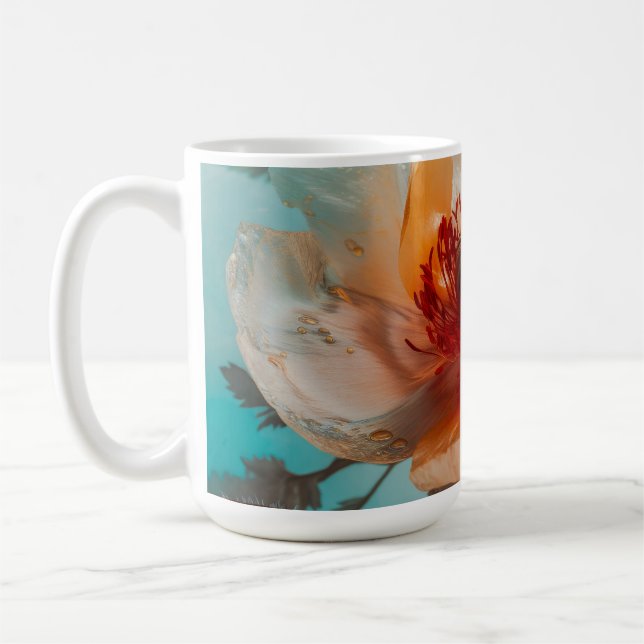 Caneca De Café Flor Laranja Delicada (Esquerda)