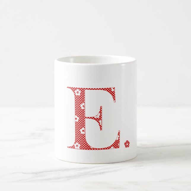 Caneca De Café Flor - Letra E vermelha e pontos) (Centro)