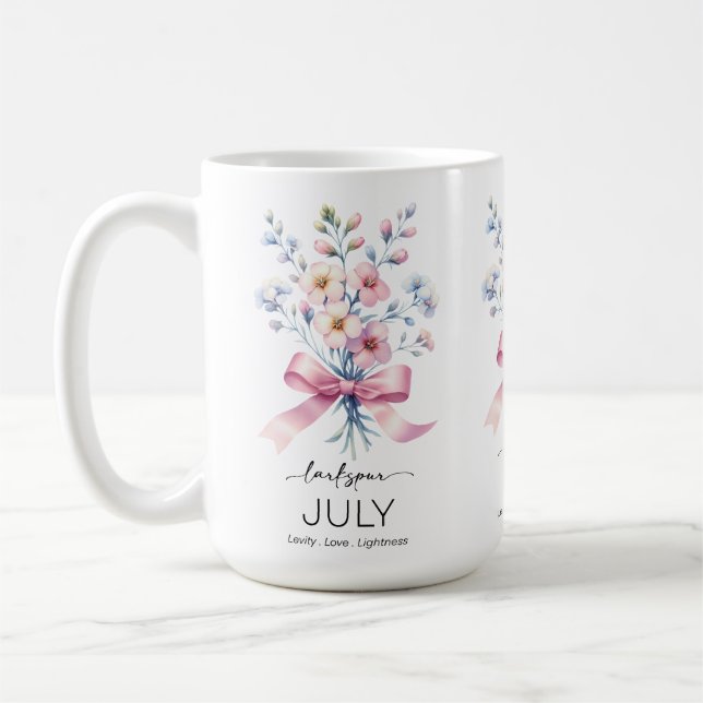 Caneca De Café Flor Mês de Nascimento Linda/Julho/ (Esquerda)