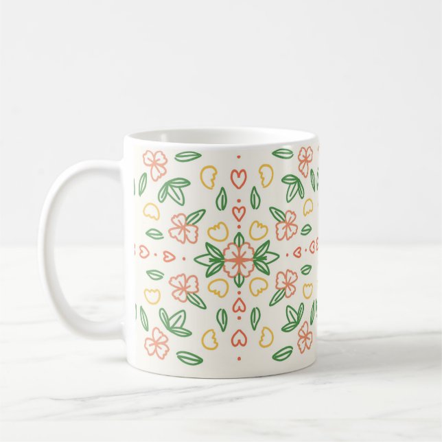 Caneca De Café Flor Mosaico Mug (Esquerda)