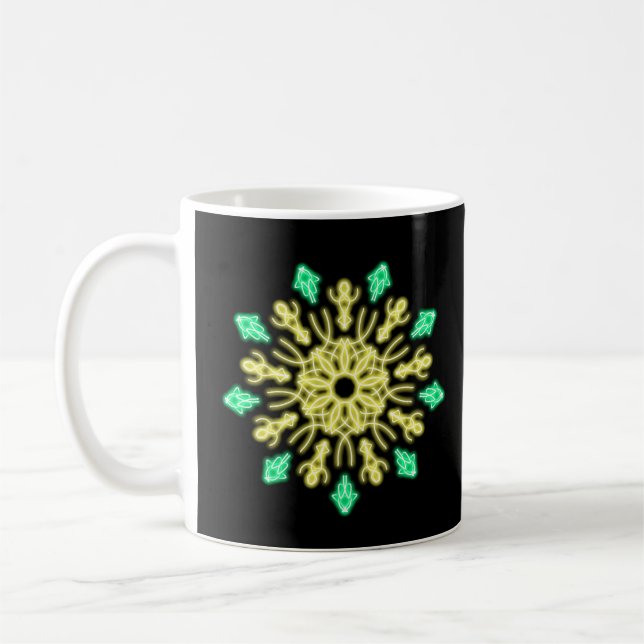 Caneca De Café Flor néon amarela e verde (Esquerda)