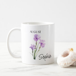 Caneca De Café Flor Personalizada de Agosto