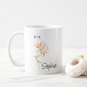 Caneca De Café Flor Personalizada de Junho,