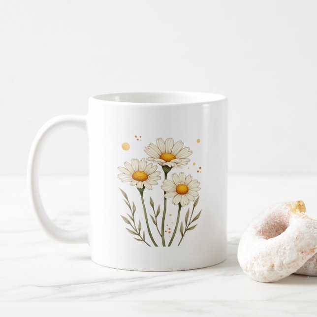 Caneca De Café Flor personalizada de margarida (Com Donut)