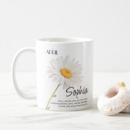 Caneca De Café Flor Personalizada do Mês de Nascimento Abril