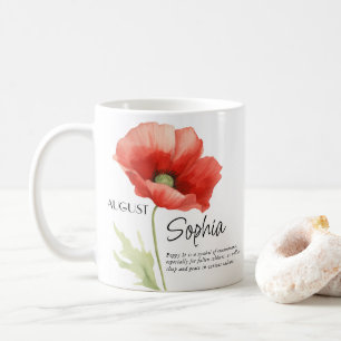 Caneca De Café Flor Personalizada do Mês de Nascimento Agosto